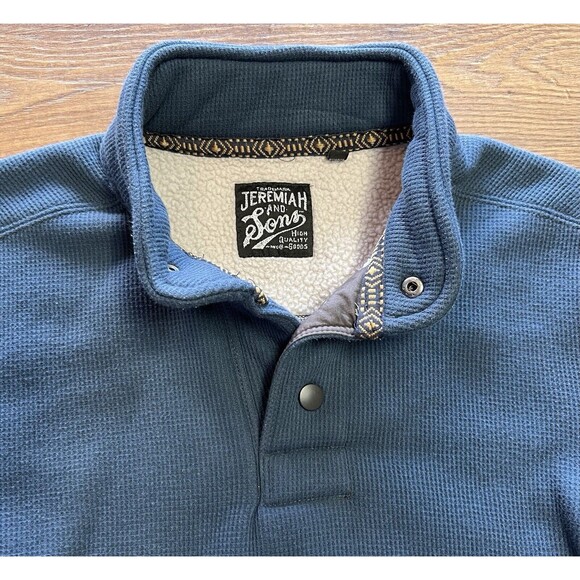 Jeremiah and Sons Men’s S Small Flood Blue Sherpa Lined 3 Snap Close Pullover - Picture 2 of 11